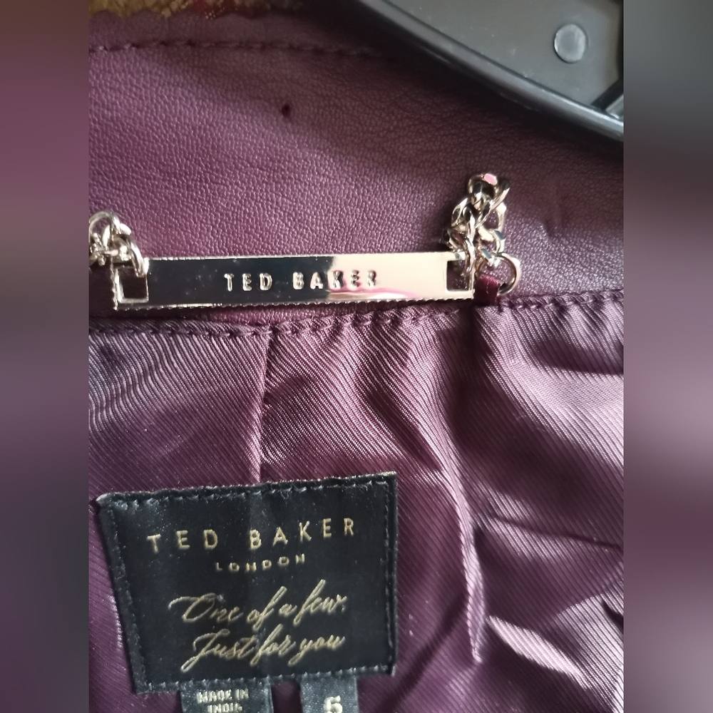 Ted Baker Burgundy Leather Jacket - Picture 5 of 7